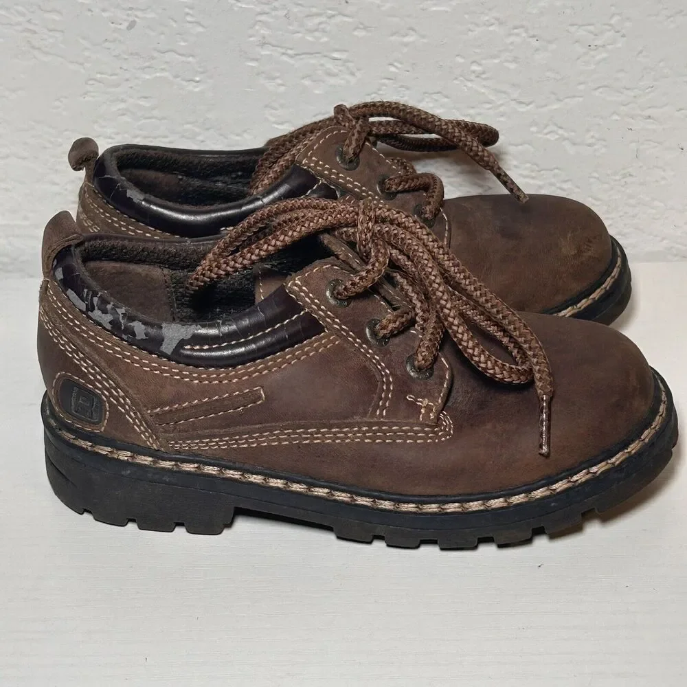 Kenneth Cole Reaction Boys Size 10 M Brown Leather Dress Boot Sneaker Shoes